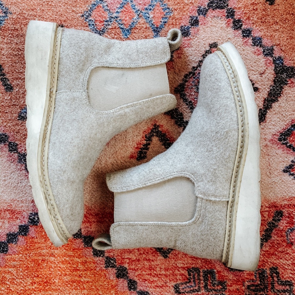 Tan Wool Chelsea Booties